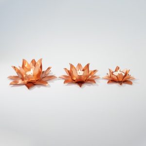 Tealight, Brushed Copper, 4 petals, Small