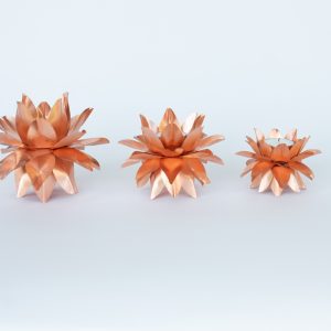 Tealight, Brushed Copper, 8 Petals, Large