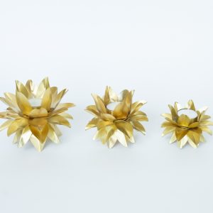 Tealight, Brushed Brass, 8 Petals, Small