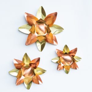 Wall Lotus, Brushed Copper & Brushed Brass, Small