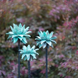 Garden Lotus, Green Patina Copper, Small