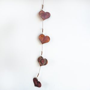 Hanging Hearts, Natural Copper, 4 Hearts