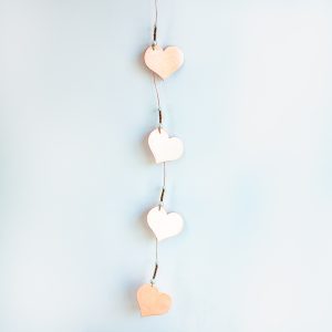 Hanging Hearts, Brushed Copper, 4 Hearts