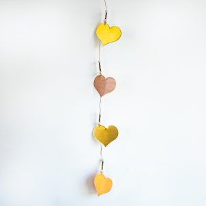 Hanging Hearts, Brushed Copper & Brushed Brass, 5 Hearts