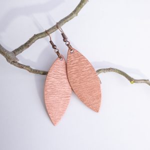 Earrings, Ripped Copper, Leaf