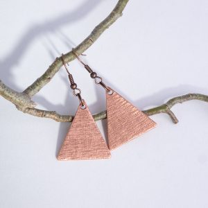 Earrings, Ripped Copper, Triangle