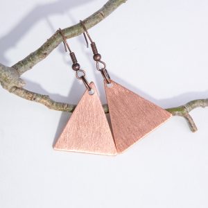 Earrings, Brushed Copper, Triangle