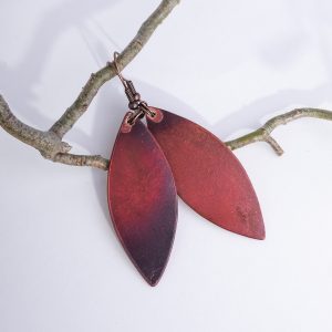 Earrings, Natural Copper, Leaf