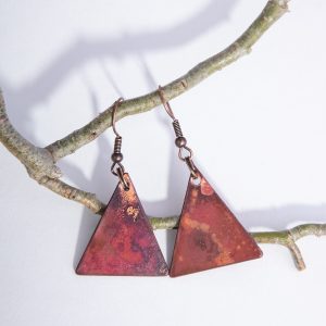 Earrings, Natural Copper, Triangle
