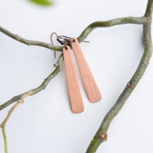 Earrings, Brushed Copper, Teardrop