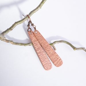 Earrings, Ripped Copper, Teardrop