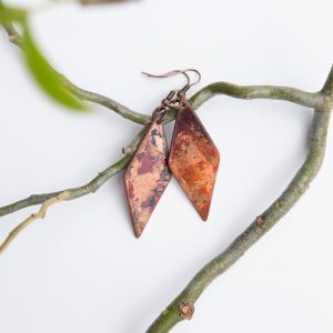 Earrings, Natural Copper, Diamond