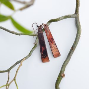 Earrings, Natural Copper, Curved Teardrop