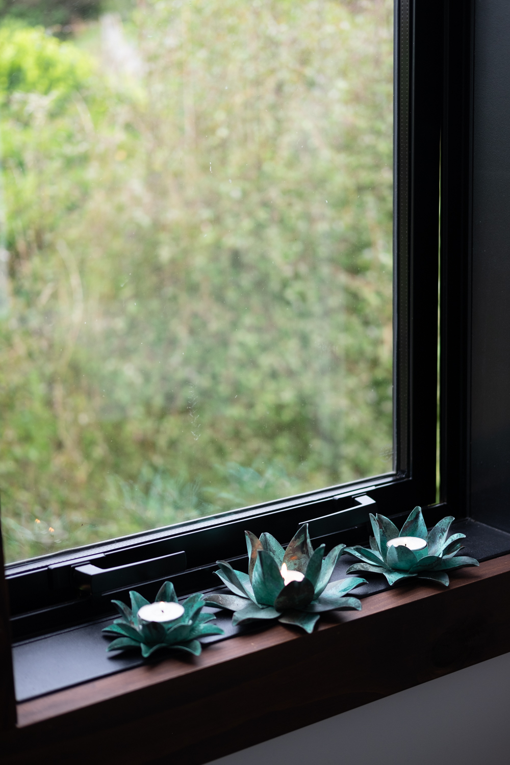 Tealight, Green Patina, 4 Petals, Medium - Image 8