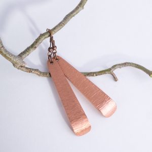 Earrings, Ripped Copper, Teardrop Curved